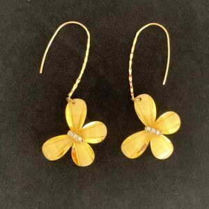 Gold Flower Drop Earrings with Rhinestone Center – New